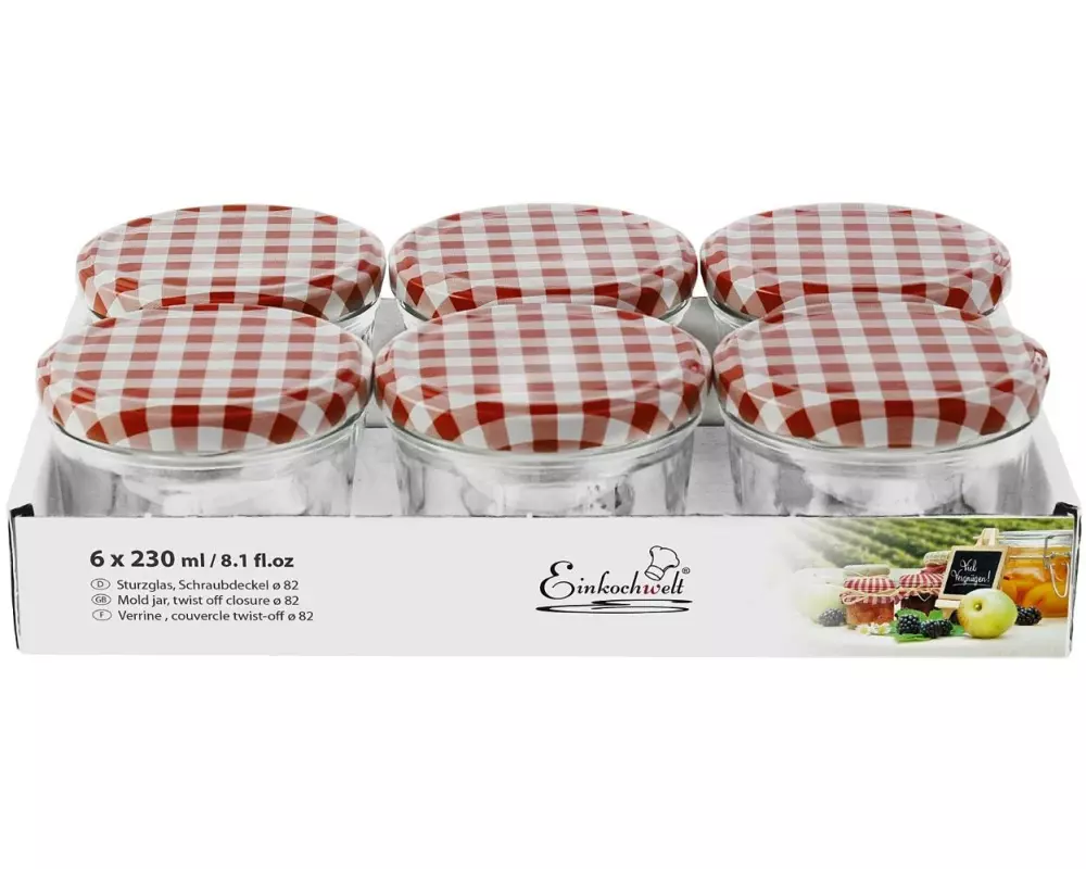 Einkochwelt Einmachglas 6 Stück, 230 ml, Ø 82 mm