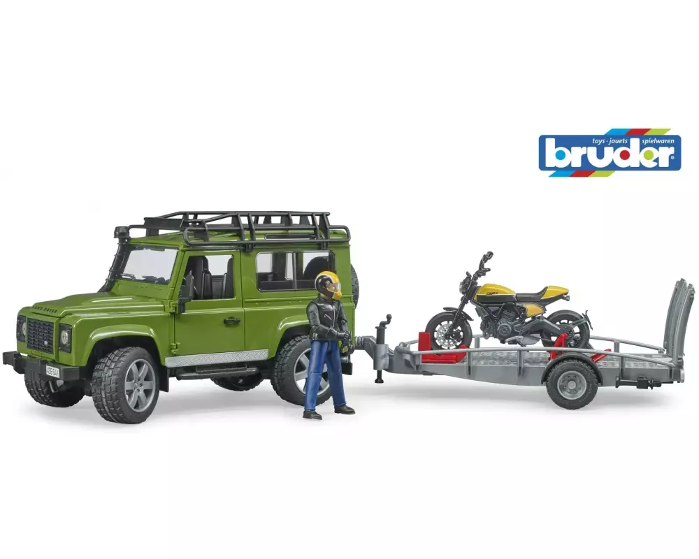 Bruder Spielwaren Land Rover Defender mit Anhänger