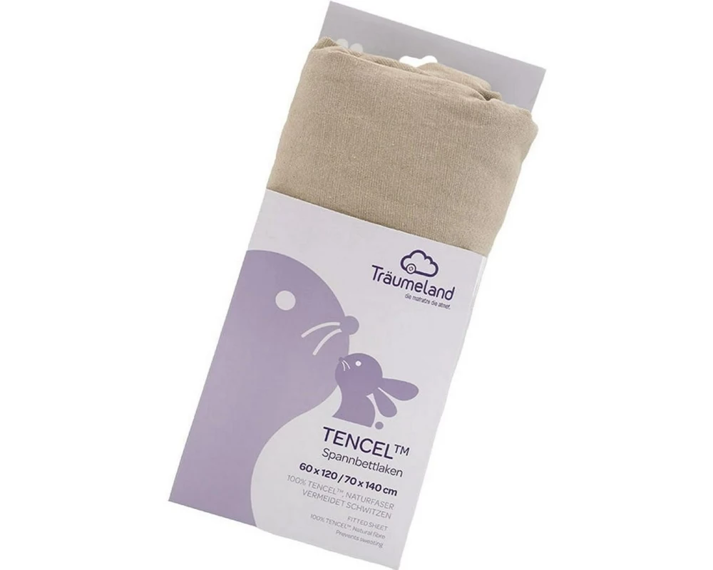 Träumeland Spannbettlaken Tencel Taupe 60 x 120 cm + 70 x 140 cm
