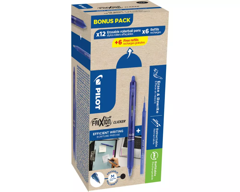 Pilot Rollerball FriXion Clicker 0.7 mm, Schwarz