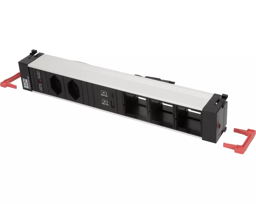 Bachmann Einbausteckerleiste POWER FRAME 2x T13, 1x USB, 3x Custom