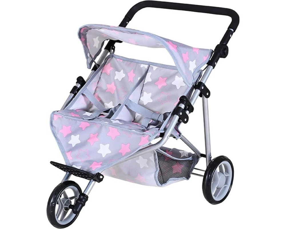 Knorrtoys Zwillingspuppenwagen Star Grey Pink