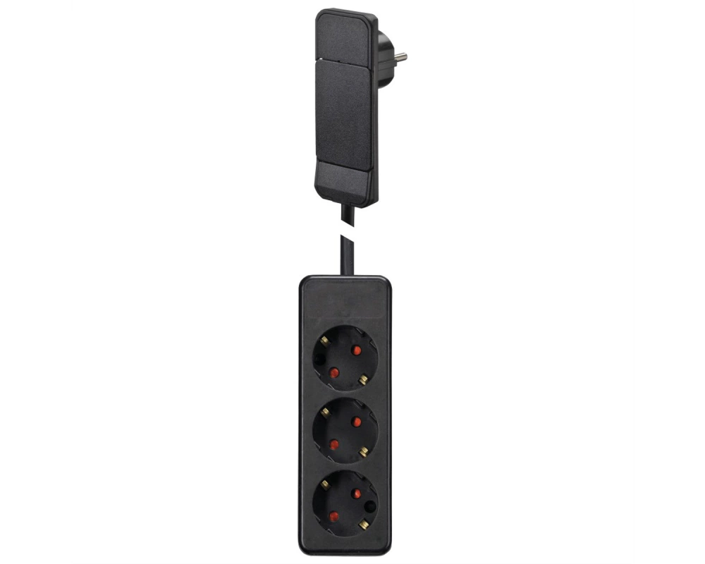 BACHMANN SmartPlug Flachstecker, mit 3x Schutzkontakt Steckdosenleiste, schwarz, 1,6 m