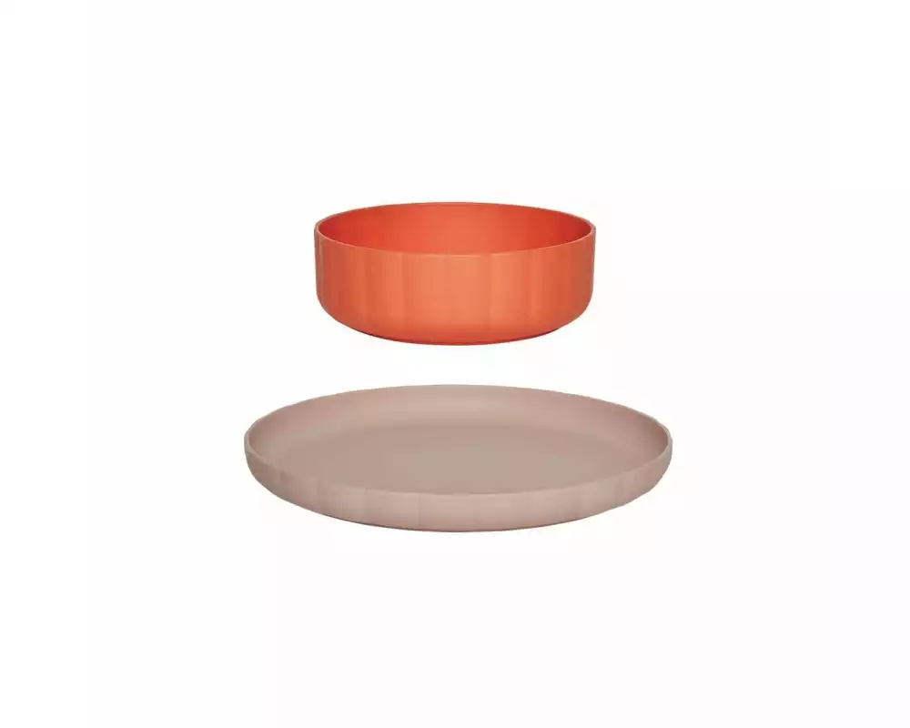OYOY Kindergeschirrset Pullo 2 Stück, Aprikose/Rosa