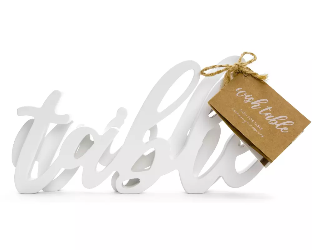 Partydeco Partyaccessoire Holzschrift wish table 40 x 10 cm, Weiss