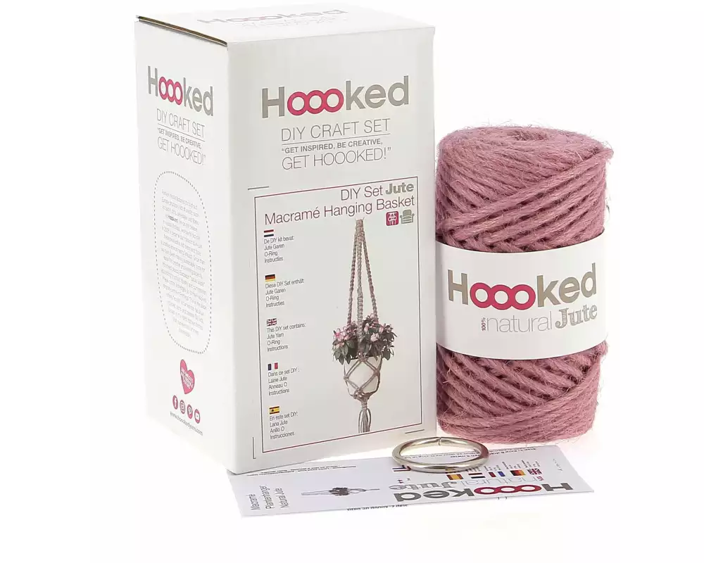 Hoooked Bastelset Makramee Blumenampel Rosa