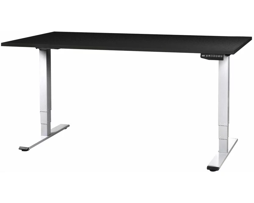 CONTINI höhenverstellbarer Bürotisch 1.8x0.8m schwarz / Gestell weiss RAL 9016