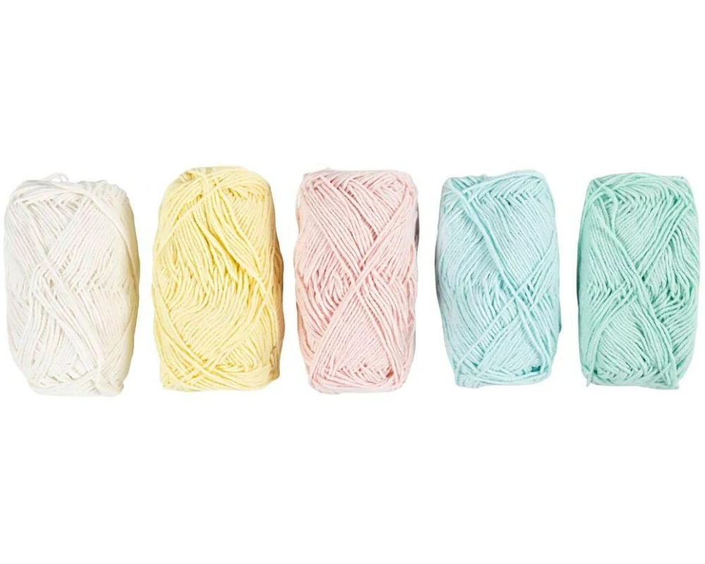 Creativ Company Baumwollgarn Nr. 8/4 5 x 50 Meter, Pastell, 5 x 20 g