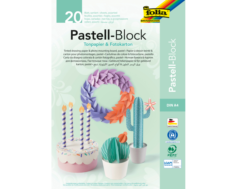 FOLIA SE Kombi-Block A4 678 pastell, 20 Blatt ass.