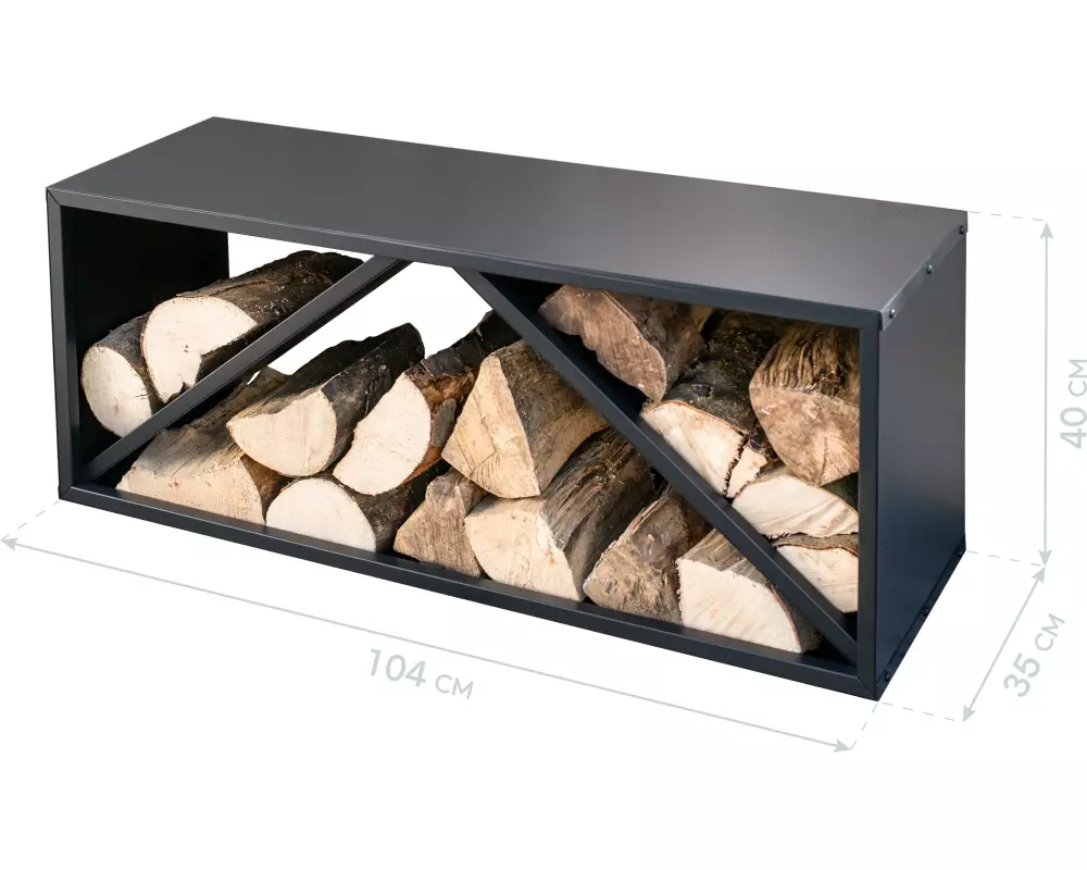 WESTMANN Kaminholzregal Adam L Stahl, Schwarz, 104 x 34.5 x 40 cm