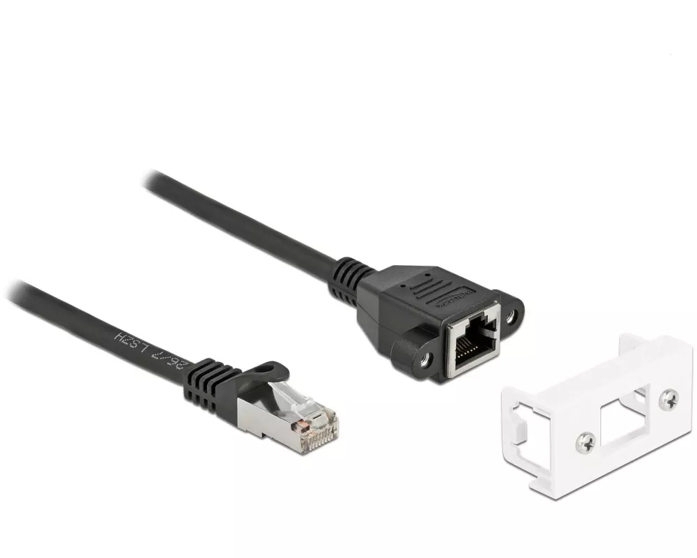 Delock Patchkabel für Easy 45 Modul Cat 6A, S/FTP, 0.5 m, Schwarz