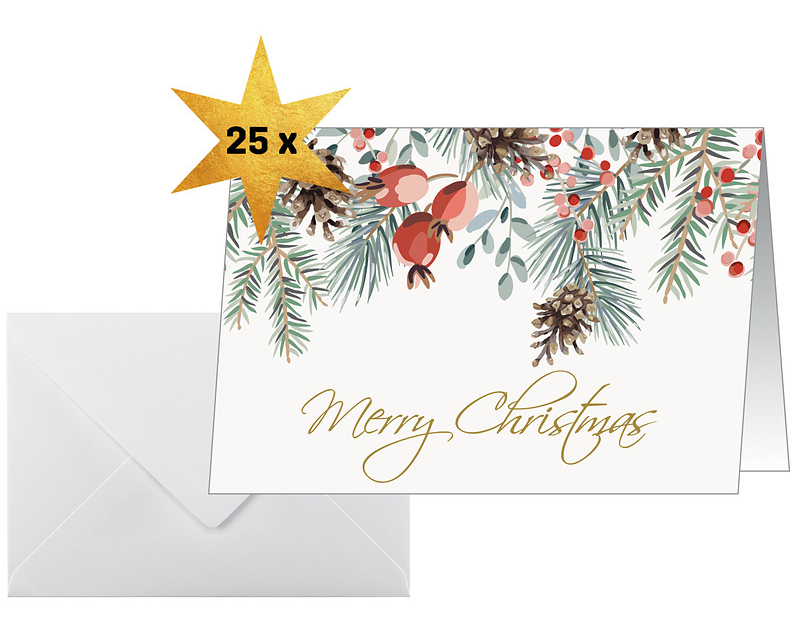 SIGEL Weihnachtskarten A6 DS085 Tannenzweige 25 Stück