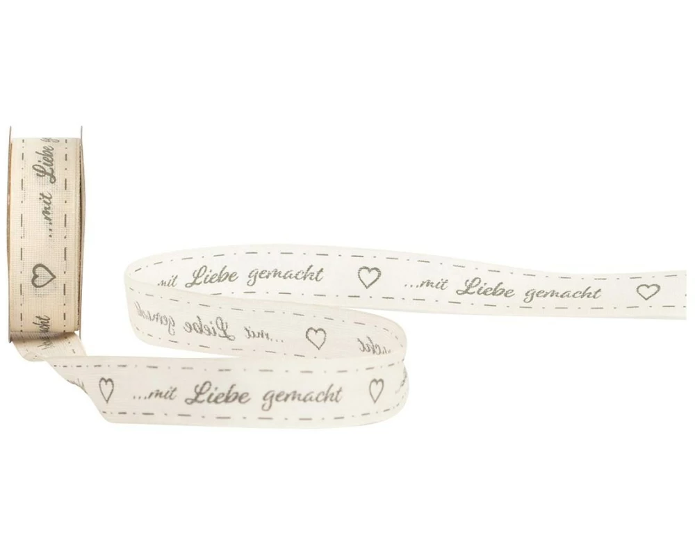 Spyk Geschenkband ...mit Liebe gemacht 16 mm x 4 m, Crème