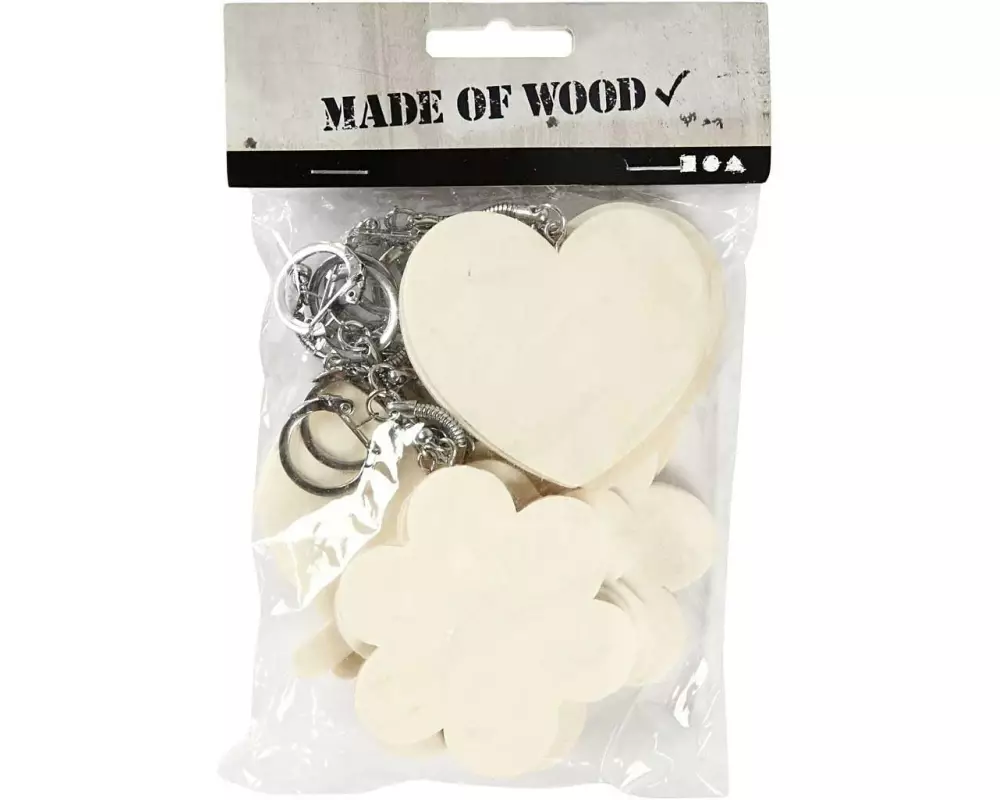 Creativ Company Schlüsselanhänger aus Holz, 12 Stück