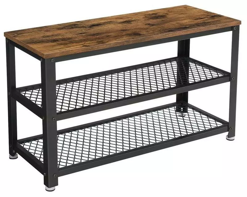 VASAGLE Schuhregal mit 2 Ablagen 73 x 45 cm, Braun/Schwarz