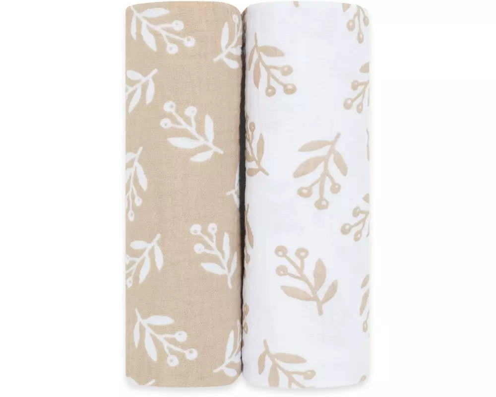 emma & noah Moltontuch 2er Set Floral Sand 70 x 70 cm