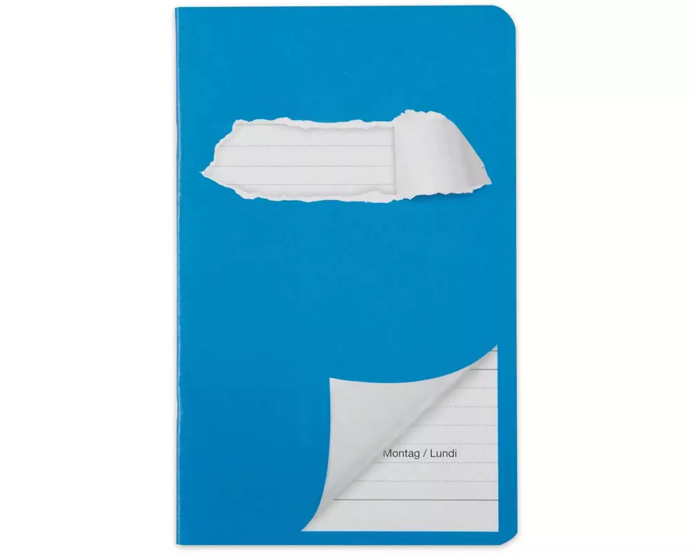 ELCO Schulheft Aufgabenheft 11 x 17.5 cm, Liniert, Blau/Weiss