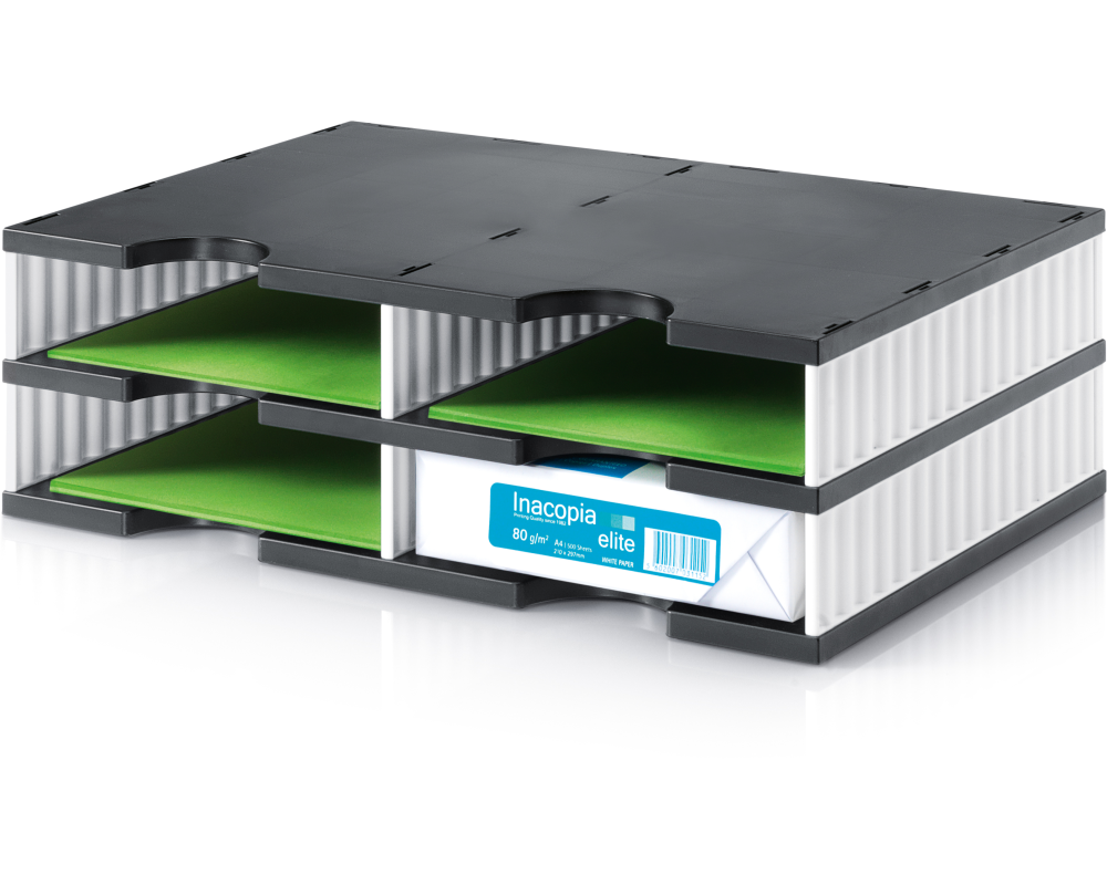 STYRO Ablagesystem styrodoc bk/weiss 268020209 4 Fächer, duo 485x331x153mm