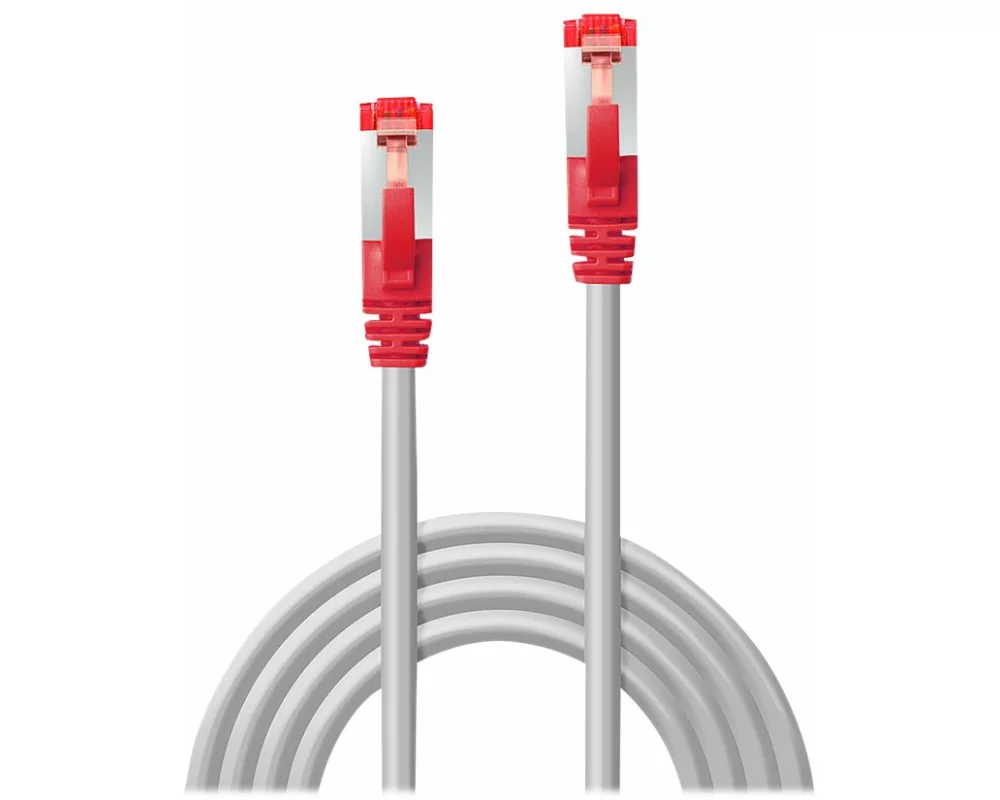 LINDY Patch Cable, Cat6, S/FTP, RJ45-RJ45, 2m, grey, Cross Over, with red boot