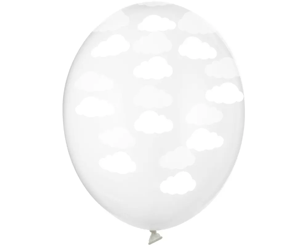Partydeco Luftballon Wolken Transparent/Weiss Ø 30 cm, 6 Stück