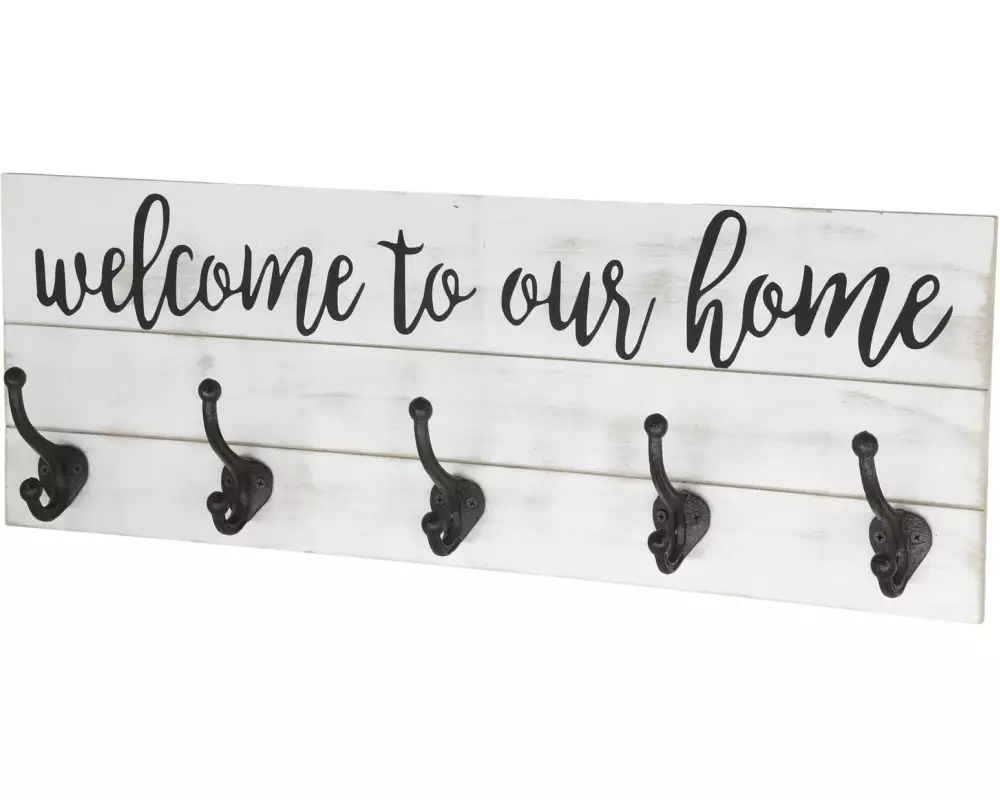 Chic Antique Wandhaken welcome to our home, Crème