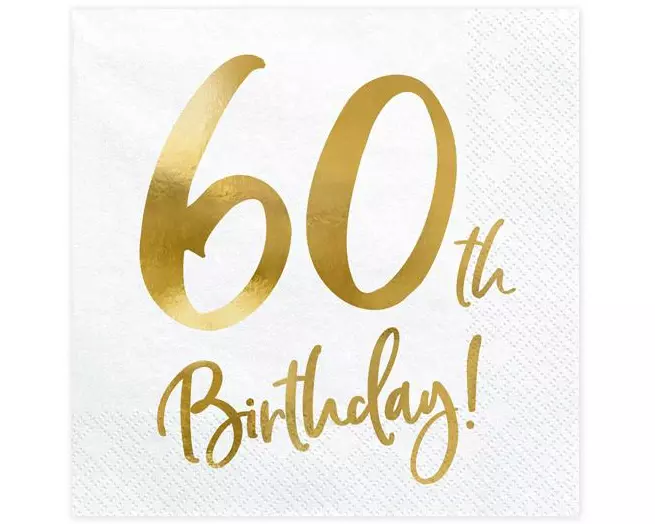 Partydeco PartyDeco Servietten 60th Birthday, 20er-Set 33 cm x 33 cm