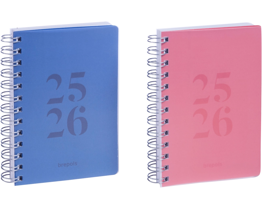 BREPOLS Schüleragenda Wire-O 25/26 2.140.4650 1T/1S 12M ass. ML 11.5x16.9cm