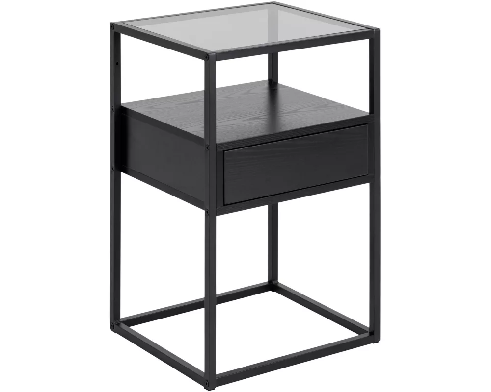 AC Design Nachttisch Randolf 40 x 35 x 60 cm, Schwarz