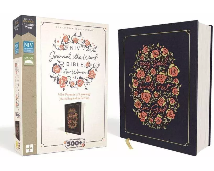 NIV, Journal the Word Bible for Women (Perfect for Note-Taking), Cloth over Board, Navy, Red Letter, Comfort Print