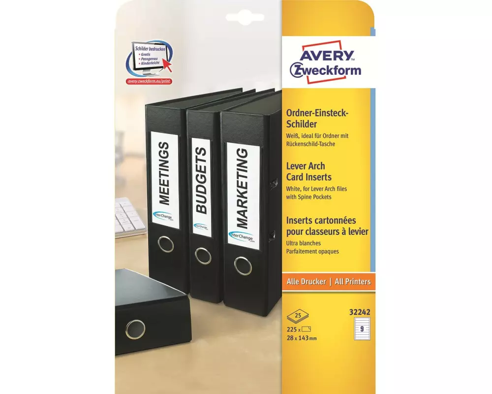 Avery Zweckform Rückenschilder 28 x 143 mm, 225 Stück