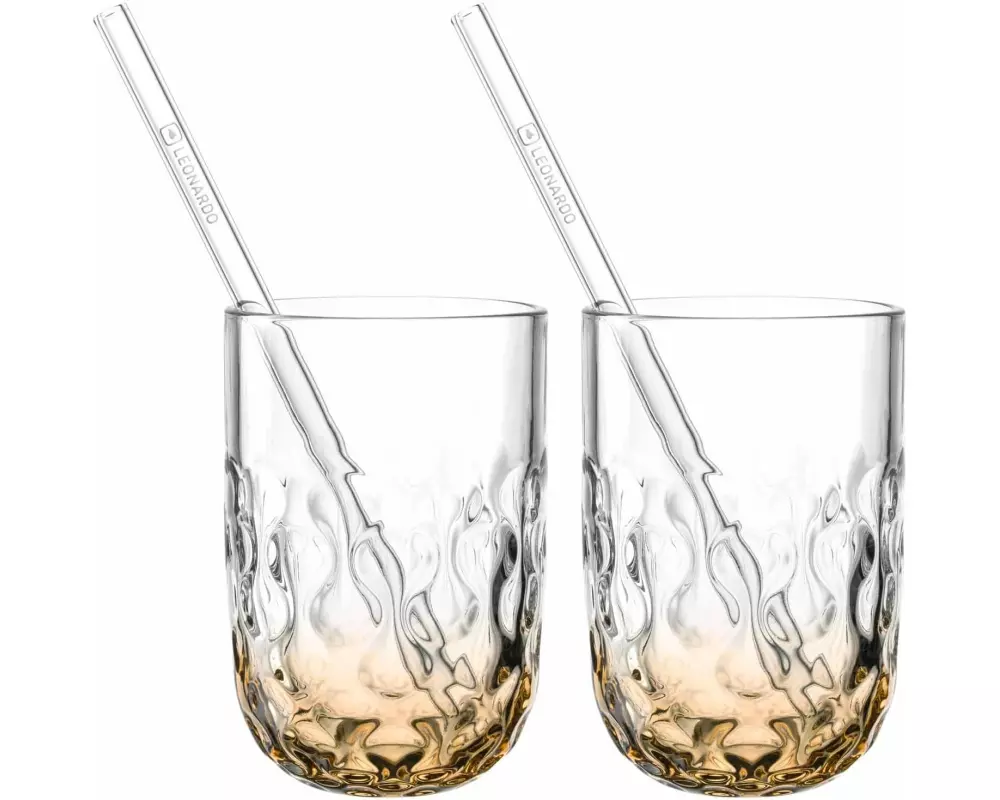 Leonardo Latte Macchiato Becher Gocce 390 ml, 2 Sück, Orange