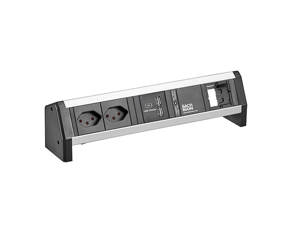 BACHMANN DESK 2xCH T13 90° 1xUSB 1xCM, 1xSicherung Strom 1,0m GST18 Schweiz
