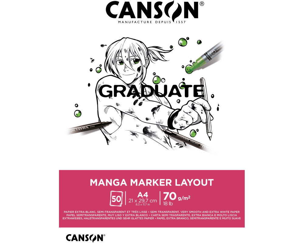 CANSON Graduate Manga Marker A4 31250P024 50 Blatt, weiss, 70g