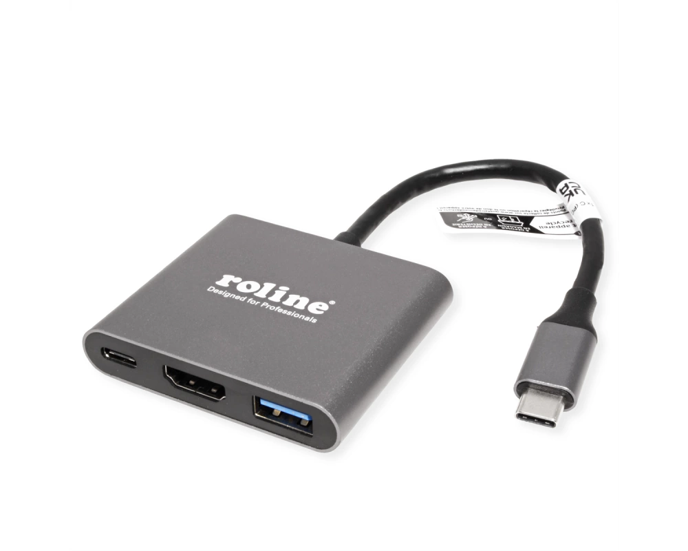 ROLINE Display Adapter USB Typ C - HDMI, USB 3.2 Gen 1 Typ A, Typ C PD