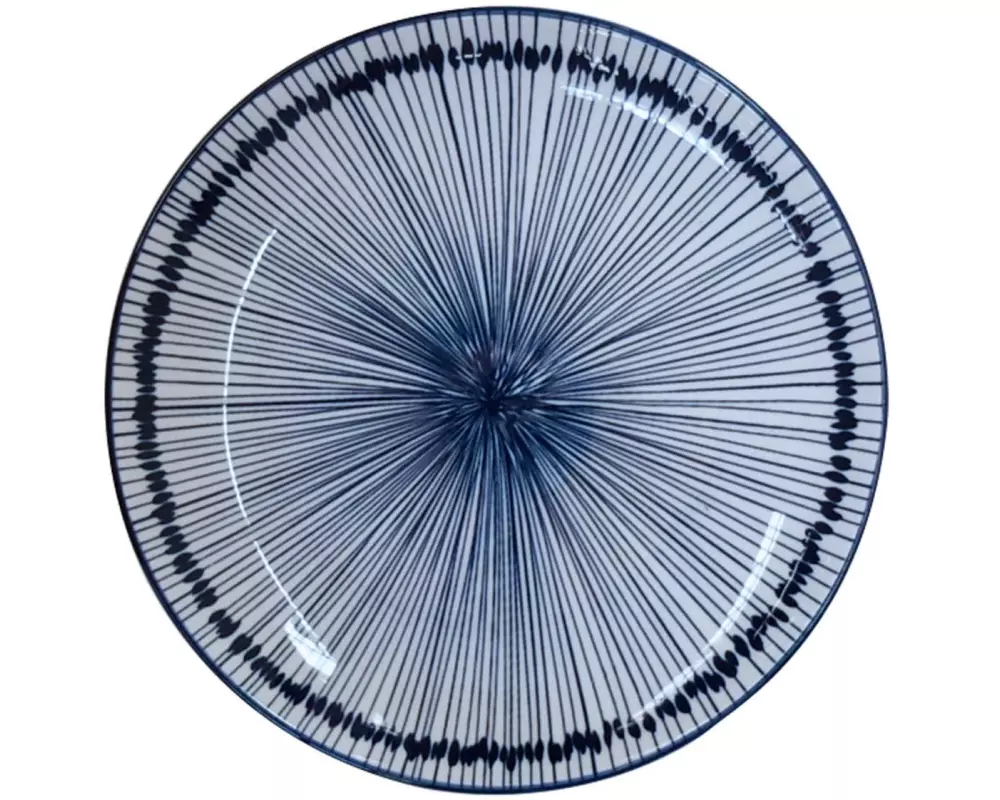 Haynan Speiseteller Zen Streifen S, 1 Stück,Blau/Weiss
