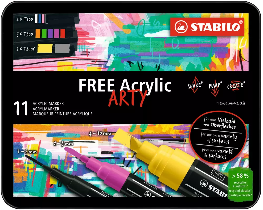 STABILO Acrylmarker Free Acrylic Starter Kit 11-Etui