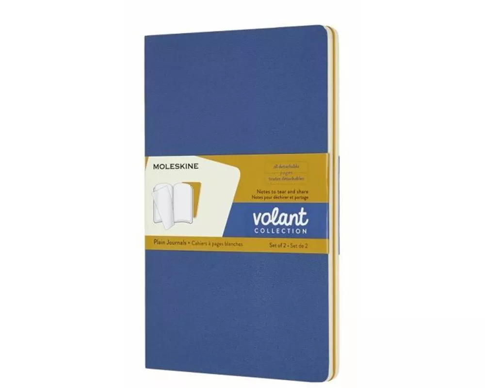 Moleskine Volant L/A5, 2x Set, Plain, Soft Cover, Forget-Me-Not Blue, Amber Yellow