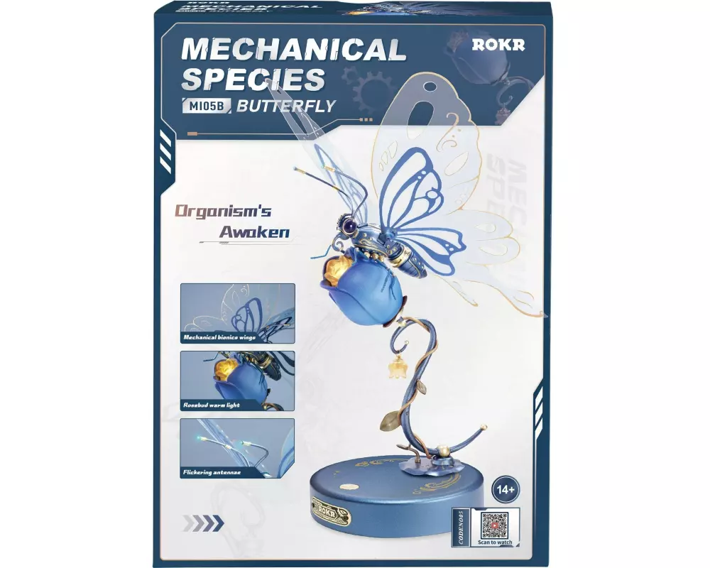 RoboTime Bausatz ROKR Mechanischer Rosa Schmetterling