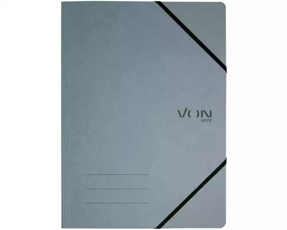 VON Gummibandmappe A4, Grau, 5 Stück
