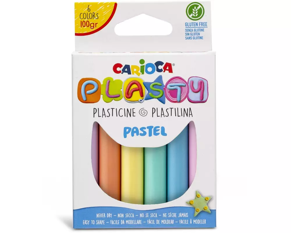 Carioca Modelliermasse Pastell 6 Stück, Mehrfarbig