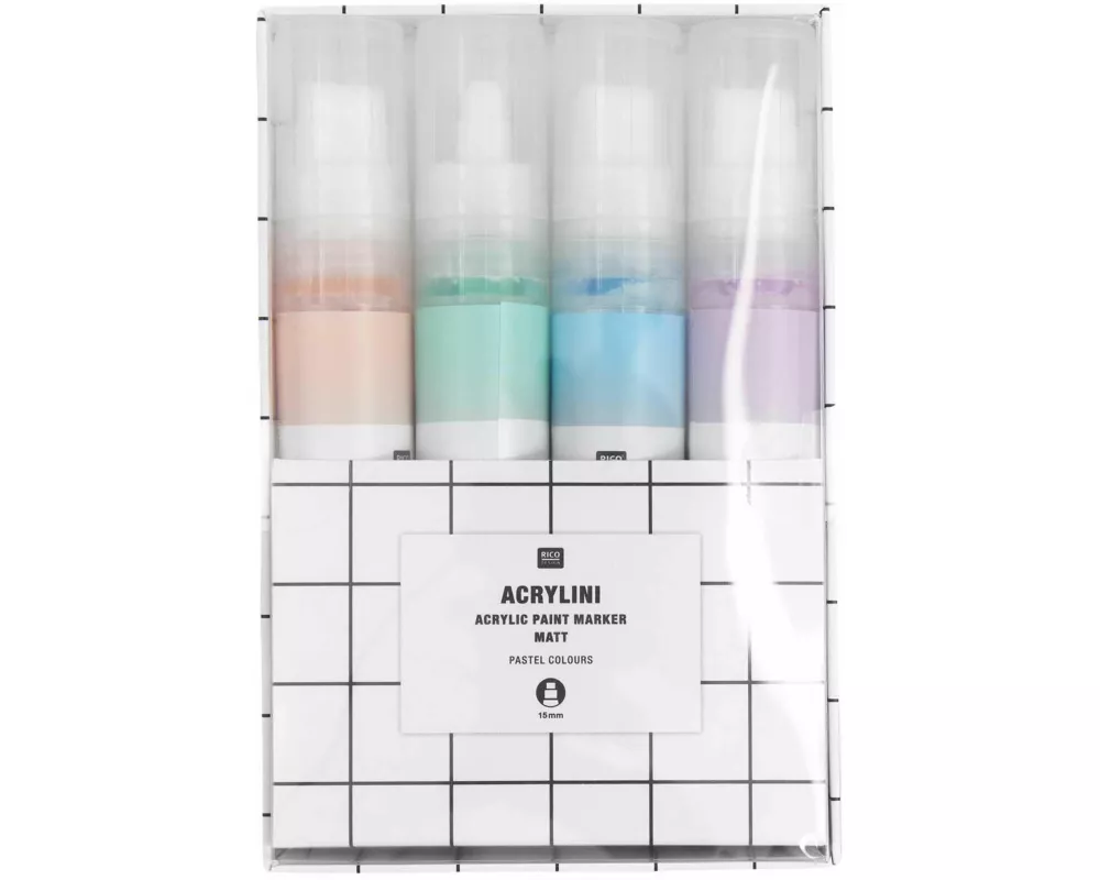 Acrylini Marker XL Set Pastel Colours, 4 Farben