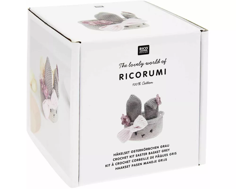 Ricorumi Häkel-Set "Oster-Körbchen grau"