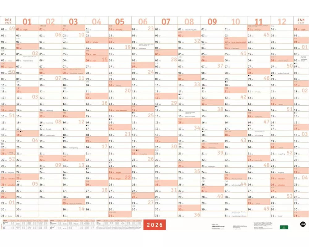 Mega-Posterplaner, rot 2026