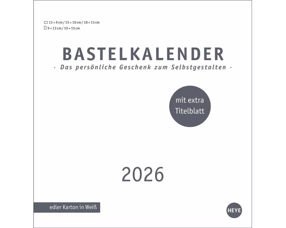 Premium-Bastelkalender weiß mittel 2026