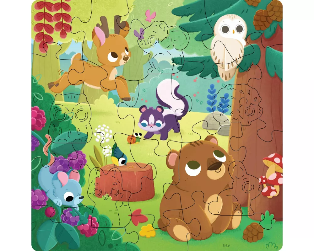 Kinderpuzzle 22 Teile - Fröhliche Waldfreunde