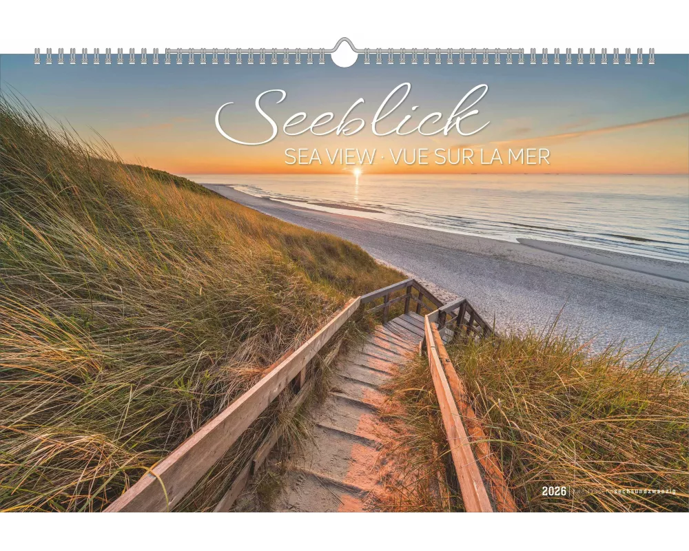 Alpha Edition - Seeblick Kalender 2026 – Bildkalender quer 49,5x33 cm – 12 traumhafte Strand- & Küstenmotive – Mit Feiertagen (DE/AT/CH/FR/IT/NL) – Fü