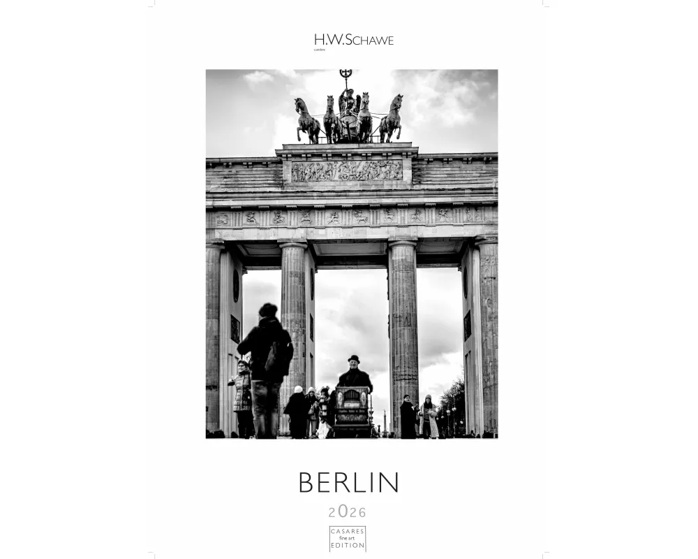 Berlin schwarz-weiss Kalender 2026 - Wandkalender | Fotokalender Deutschland 59x42cm Grosses Format - Eleganter Schwarz-Weiß-Print mit beeindruckenden