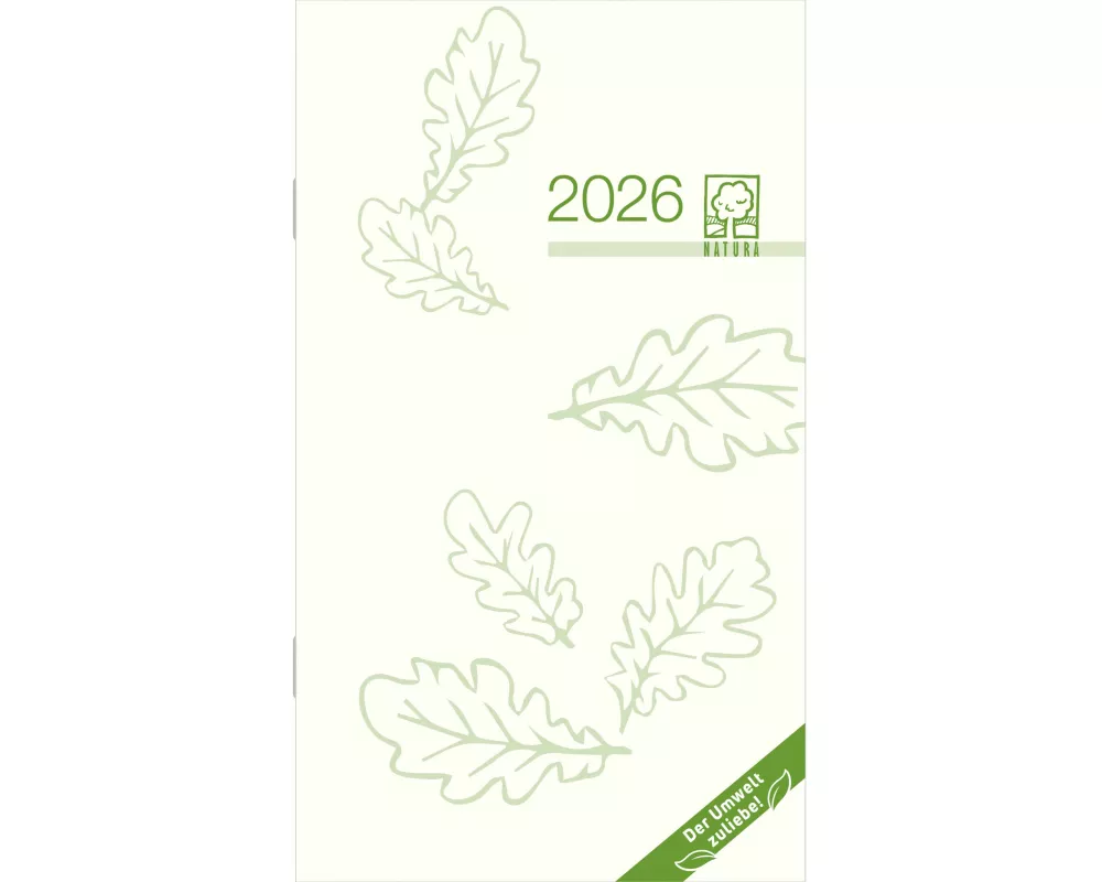 Zettler Taschenplaner 1M/2S Recycling 2026 – Monatsplaner 9 × 15 cm, 32 Seiten aus Recyclingpapier, 1 Monat auf 2 Seiten, Stundeneinteilung 8–19 Uhr,