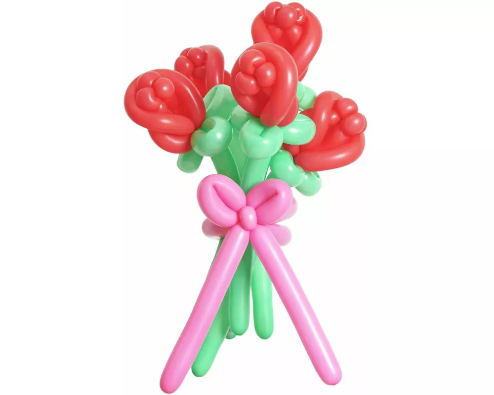 Ballonstrau Rosen, Rot, 12 Stk fr 5 Blumen + Schleife