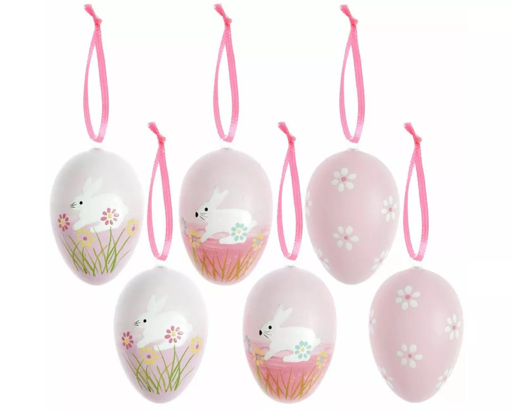 Deko-Eier Set, Rosa, 6 Stück, 6 x 4cm